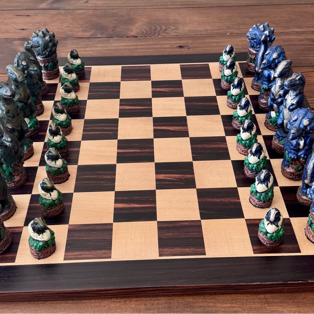 Handcrafted Blue and Green Chess Set
